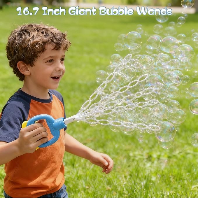 SHCKE 5-Claw Bubble Wand, Expanding Bubble Wand 4-Pack with 480ml Solution | 16.7 Inch Extra Large Bubble Wand,Refillable Bubble Toys Set for Backyard, Birthdays & Party Favors,Kids & Outdoor Fun