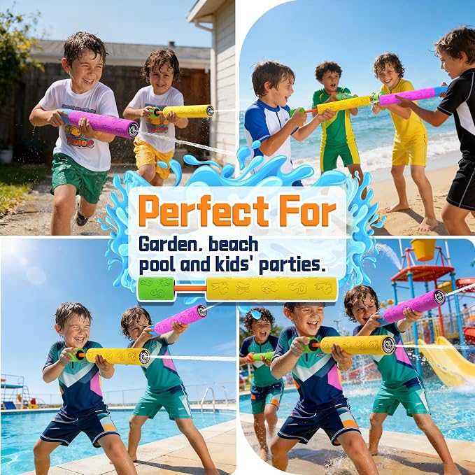 Water Guns for Kids Adults Toddler, High-Capacity Foam Squirt Gun Toy, Summer Fun Water Toys for Pool Outdoor Beach Games, Water Blaster for Ages 4-8 8-12 Boys Backyard Party Play (11.8" 6PCS)