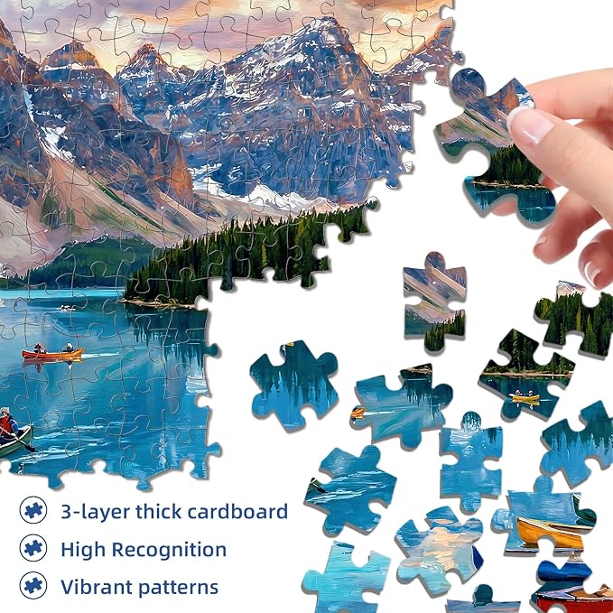 Moraine Lake Puzzles for Adults 1000 Pieces,Challenging Jigsaw Puzzles for Adults,Difficult Impossible Puzzle for Family Game Night,Recycled Paper Jigsaw Puzzle,Gifts for Parents Mother's Father's Day
