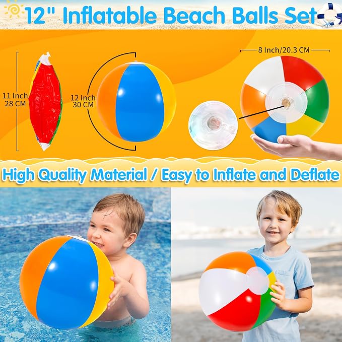 LINAYE Beach & Pool Party Favors - Kids' Summer Toys Bulk Including Beach Balls, Sand Buckets, Sunglasses, Drinking Straws, Bubble Wands Beach & Pool Party Supplies