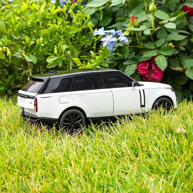TGRCM-CZ 1:24 Range Rover Die-cast Model Vehicle with Sound & Light, Off-Road Vehicle with Pull Back Function & Openable Doors - Realistic Details for Collectors & Gifts Black-White