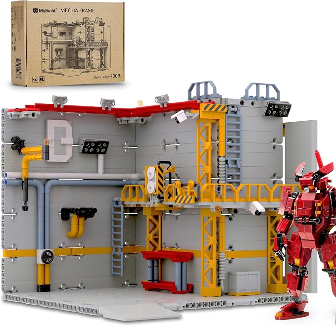 MyBuild Mecha Hangar 7008 – Robot Building Kit, Modular Mecha Base & Multi-Level Display System, Maintenance Bay for Mech Builds, Compatible with 7006 & 7007, Ages 16+