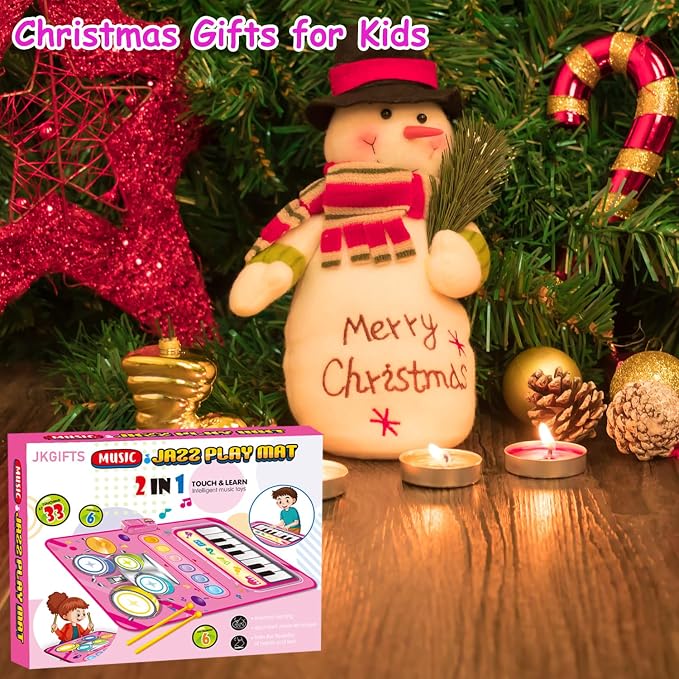 Toys for 1 Year Old Girl Gift,2 in 1 Piano Mat Montessori Toys for 1 2 Year Old Girl,Educational Musical Toy First Birthday Gifts for 1 2 3 Year Olds Girls,Christmas Stocking Stuffers for Toddler