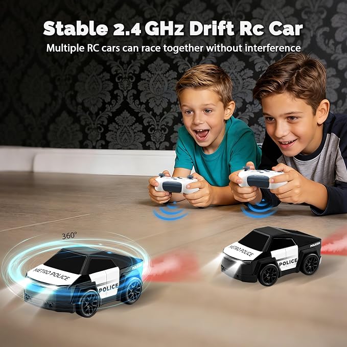 Remote Control Car Cyber-Inspired Rc Cars Toys with Drift Spray Lights Sound Automatic Follow 2.4GHz Rc Truck Toys for 3+ Boys Pet