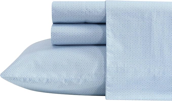 Nautica - Twin Size Sheets Set, Crisp & Tailored Floral Bedding with a Smooth Cotton Percale, Bed Sheets with Matching Pillowcase & Fitted Sheet (Geo Floral Blue)