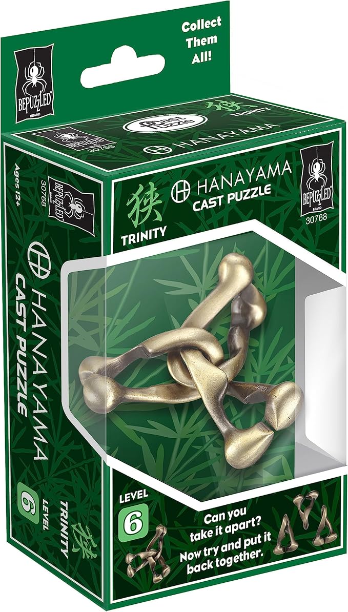 BePuzzled | Trinity Hanayama Metal Brainteaser Puzzle Mensa Rated Level 6, for Ages 12 and Up