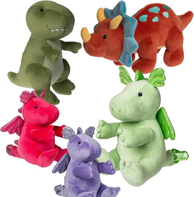 Mary Meyer Stuffed Animal Smootheez Pillow-Soft Toy, 10-Inches, Red Triceratops Dinosaur