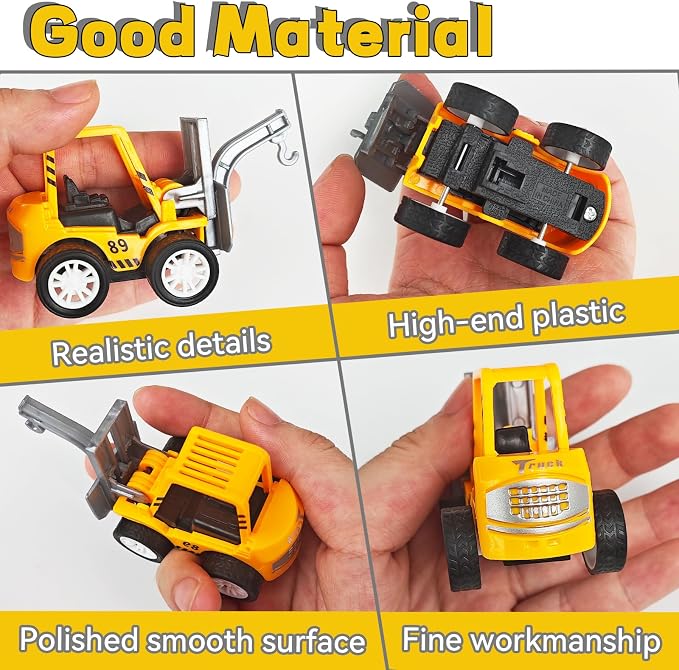 OJYUDD 24 Pcs Mini Construction Vehicles,Pull Back Engineering Vehicles,Play Figure Vehicles Toys for Birthday Party Favors,Gifts,Rewards