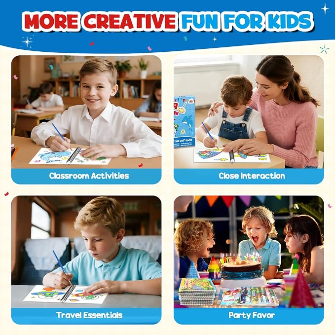 ZMLM 24 Water Coloring Books for Kids Party Favors - Bulk Mini Coloring Books for Kids Ages 4-8,Small Birthday Goodie Bag Stuffers School Teacher Return Gift Art Crafts Classroom Prizes (Boy)