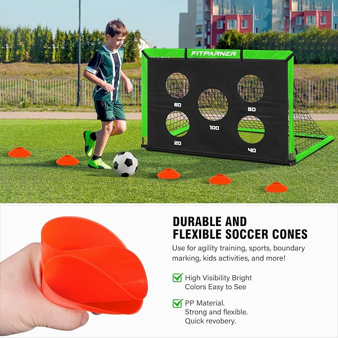 Soccer Goal,Backyard Soccer Goals for Kids 2 Pack,4x3/6x4 FT Portable Toddler Soccer Nets with Target,Ball & Cones,Soccer Training Equipment for Kids Youth Outdoor Games,Sports,Play