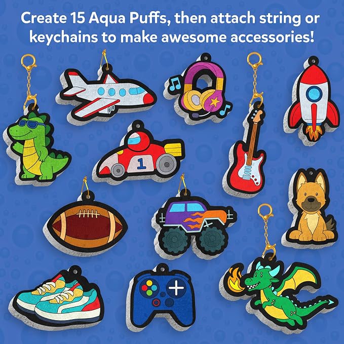 Skillmatics Aqua Puffs - 3D Art Kit, Just Boy Things, Mess-Free Paint by Number Craft for Kids, DIY Color & Inflate Activity, Travel Toys & Creative Gift for Ages 4, 5, 6, 7, 8, 9, 10