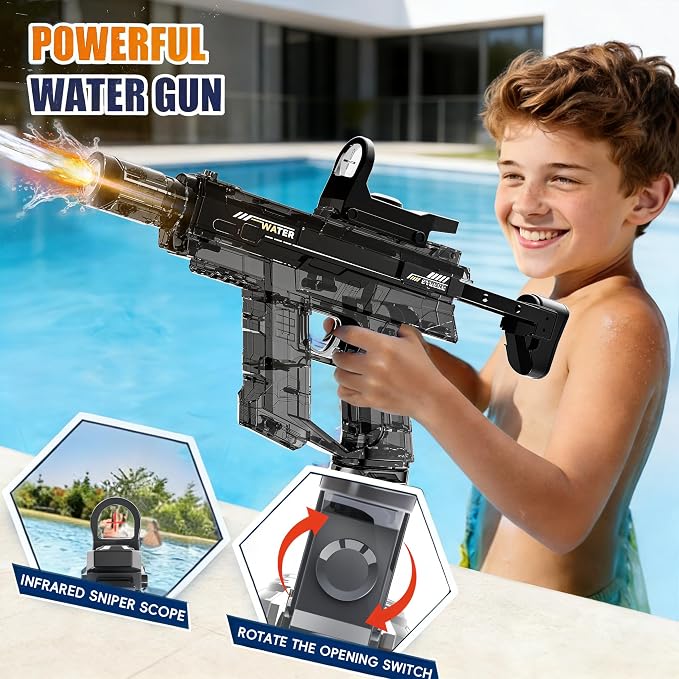Electric Squirt Water Gun for Adult & Kids, Automatic Water Blaster Toy with Battery Powered, Long Range & High Capacity, Powerful Water Pistol for Outdoor Pool Beach Backyard Play Water Game