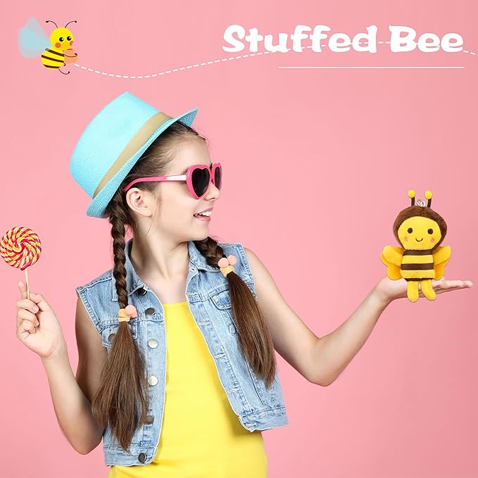 40 Pack Mini Bee Stuffed Animal Toys 5 Inch Cute Soft Plush Honeybee Keychain Lifelike Small Plush Bee for Baby Shower Holiday Birthday Animal Theme Party Favors