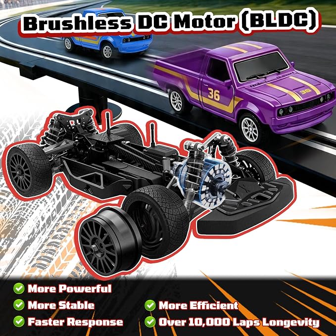 3 IN 1 Slot Car Race Track Set 1:87 with 4 High Speed Vintage Pickup Trucks, Electric Battery Dual Race, 2 Controllers, Lap Counter, Overpass, Loop Crossover, Toys Gifts for Kids Teens Adults All Ages
