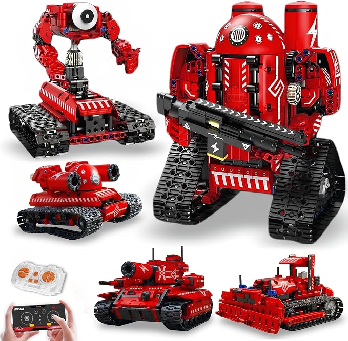 STEM Robot Kit 5-in-1 for Kids Ages 8-14 | 495-Piece Build Excavator & Robot | App Coding RC Robots STEM Educational Toys Teen Birthday Gift