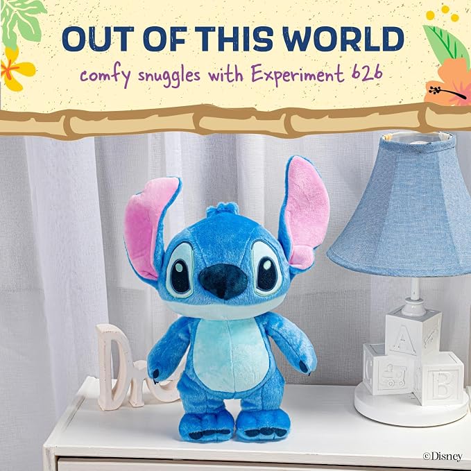 Disney Baby Lilo & Stitch Soft Huggable Stuffed Animal Cute Plush Toy for Toddler Boys and Girls, Gift for Kids, Blue Stitch 15 Inches
