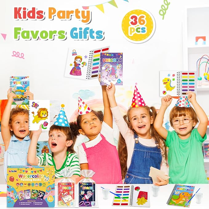 36 Water Coloring Books Party Favors: Bulk Mini Kids Birthday Favor, Goodie Bag Stuffers, Art & Crafts Classroom Prizes, Paint Activities School Toys, Halloween & Christmas Return Gifts for Ages 4-8