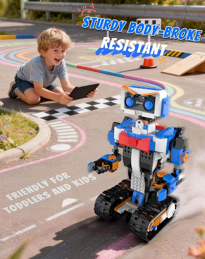 Stove Stoppaz Programmable STEM Building Kit, APP & Remote Control DIY Coding Toy, Rechargeable Educational Construction Set Gift Beginners and Family Robotics for Kids Ages 8-12