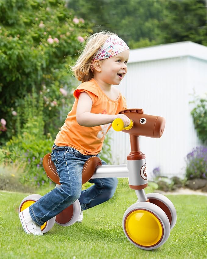 PerKidern Baby Balance Bike for 1-2 Year Old Boy Girl, Balance Bike for 12-24 Months 4 Wheels Toddler Balance Bike, Baby Bike 1+ Years Toy First Birthday Gifts