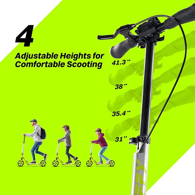 JOVA ZIFFY Scooter for Kids with Hand Brake, Foldable Kick Scooter for Ages 6-12, Lightweight Scooter for Boys with 4 Adjustable Heights, ABEC9 Bearings, Supports Up to 220 lbs