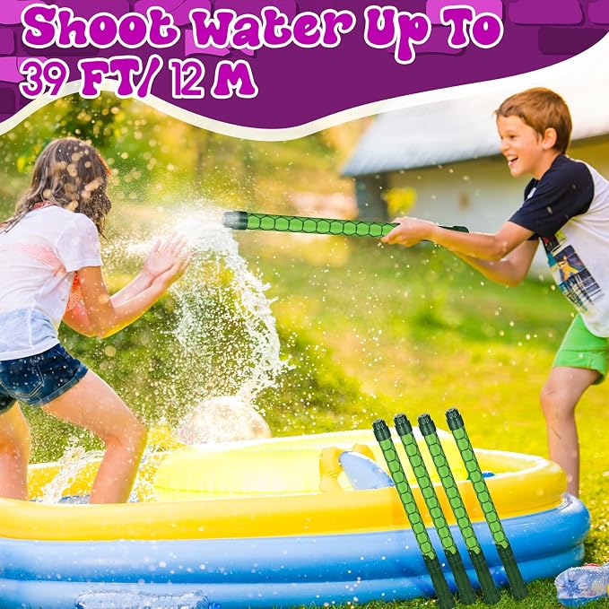 Halloscume 12 Pcs Green Turtle Shell Pattern Water Gun Party Favors Summer Activity 15.75 in Water Gun Blasters Toys for Kids Outdoor Swimming Pool Backyard Beach Games