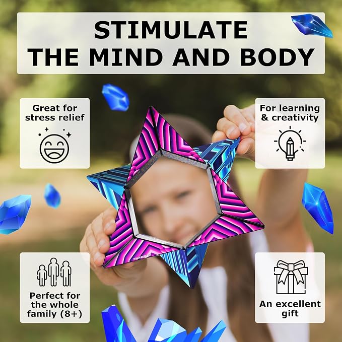 Shashibo DODECA Magnetic Puzzle Cube, Sensory Fidget Toy for Adults & Kids, Stress Relief Fidget Toy for All Ages, Cool Fidget Toys for Desk, Shape Shifting Box, 100+ Possible Shapes