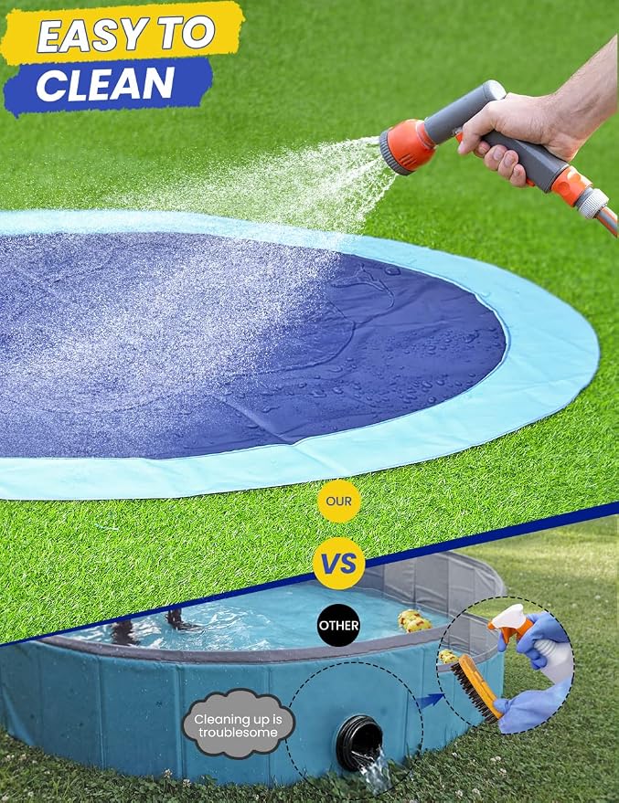 PETOCAT Splash Pad Non-Slip Dogs Cool Sprinkler Pool Extra Large Splash Pads for Kids Dog Baby Wading Pool Summer Outdoor Play Water Fun Toy Gift Easy to Use/Clean 97 inch