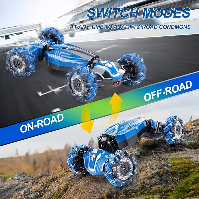 RC Stunt Car, 4WD Drive Remote Controlled Gesture Sensor Toy Car, Hand Remote Control car with 360° Flipping Light and Music, Children's Toys for Boys and Girls Aged 5-13
