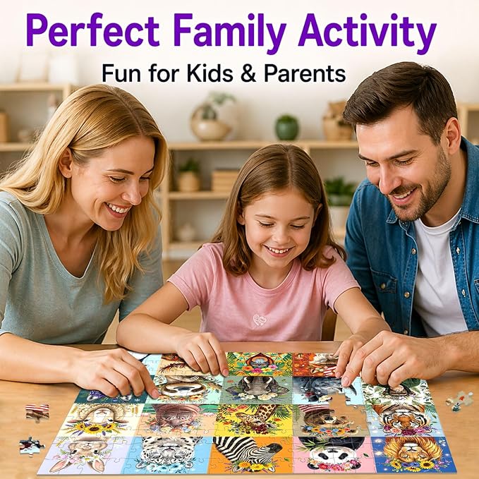 Puzzles for Kids Ages 6-8 8-12 Year Old, 200 Pieces Jigsaw Puzzles for Kids-Beautiful Wild Animals Jigsaw Puzzles Learning Educational Toys for Boys and Girls