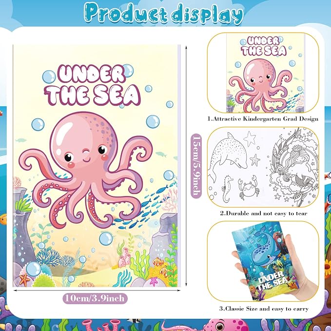 Estune 40 Pcs Ocean Coloring Books Bulk Under The Sea Party Favors Mini Small Coloring Book Bulk Birthday Party Gift Classroom DIY Craft Home