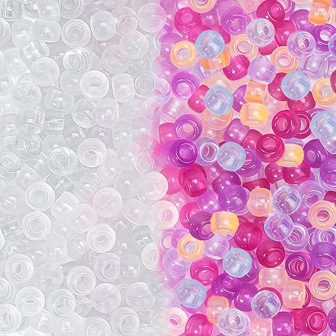 Dowsabel UV Pony Beads Bulk 1000 Pcs 6x9mm, Color Changing Beads Sunlight Sensitive for DIY Bracelets Necklaces Jewelry Making Crafts and Gifts