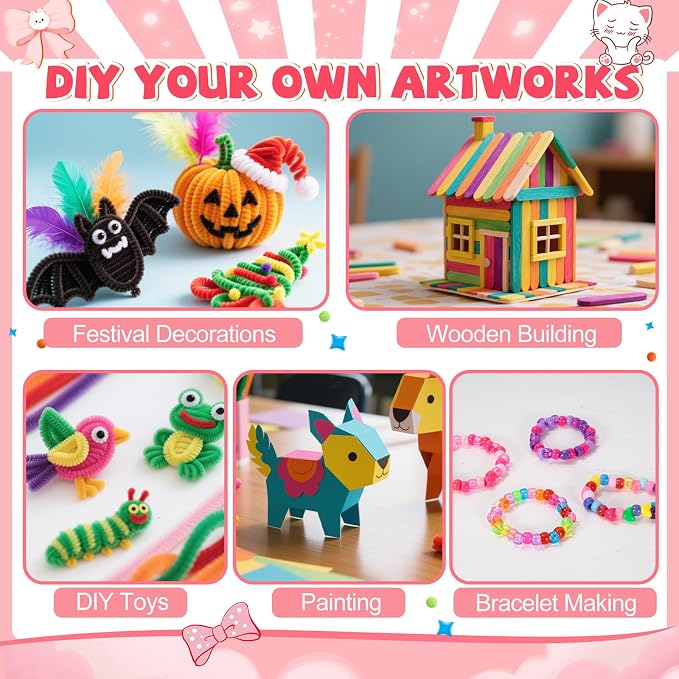 VERYHDSN Arts and Crafts Supplies for Kids-3000+ Pcs DIY Arts & Craft Kit for Boys Girls Ages 4 5 6 7 8 9 10 11 12, 25+Types Craft Materials Bulk, Larage Craft Box Set, Fun&Creative Gift