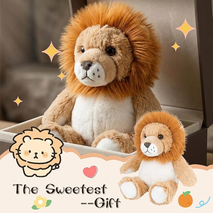 Stuffed Animal Plush Toy Soft Plushie Cuddly Lion Cute Plush Toy for Kids Toddlers Boys Girls Birthday Christmas Nursery Decor Party Favors