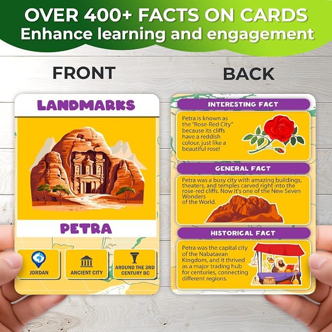 QUOKKA World Map Puzzles for Kids Ages 8-10 - 70 Pcs Jigsaw Floor Puzzles for Kids Ages 6-8 Year Old - Includes 50 Cards with 400+ Fun Facts - Continent Shaped Educational Gift for Girl and Boy 4-8