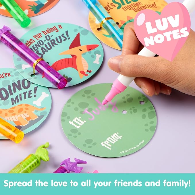JOYIN 32 Packs Valentine's Day Gift Cards with Mini Bubble Wands for Kids, Valentine's Party Favor, Classroom Exchange Gift for Kids, Holiday Reward Prizes