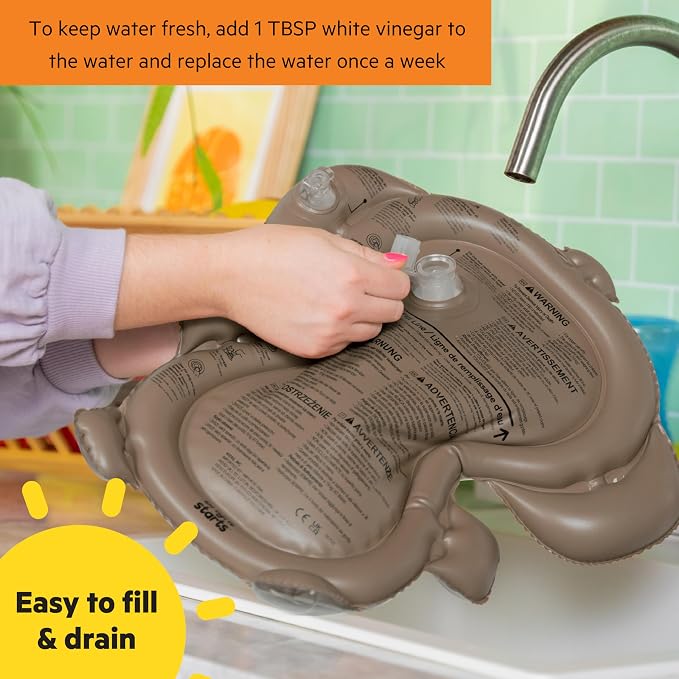 Bright Starts Hungry Monkey Water Mat, Baby Play Mat, Inflatable Sensory Toy for Infants Age 0-6 Months