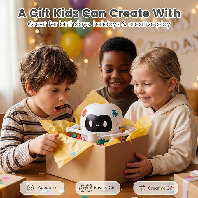 Mewaii Drawing Robot for Kids with 150 Cards & Erasable Board, Educational Drawing Machine with Voice Guidance Music 12 ColorPens Montessori Painting Learning Toys Birthday Gift for Boys Girls Age 5-8
