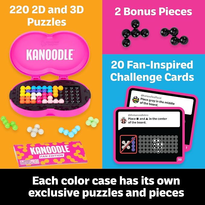 Educational Insights Kanoodle Fan Edition - 20th Anniversary (Magenta) - 3D Puzzles for Kids, Teens, and Adults, Brain Teasers for Kids 8-12, Challenging Logic Puzzles, Single Player Puzzle Toys