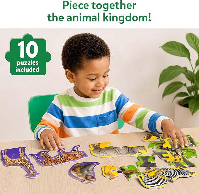 Skillmatics Step by Step Puzzles - 40 Piece Jigsaw & Toddler Puzzle, Montessori Educational Toy for Boys & Girls, Wild Animals, Travel Friendly, Gifts for Kids Ages 3, 4, 5 and Up
