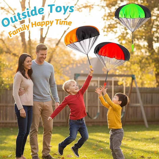 Yeeeasy Tangle-Free Parachute Toys for Kids - Outdoor Flying Game for Boys Girls Age 3-12 - Rip-Stop Hand Throw Army Men Action Figures - STEM Science Gift & Stocking Stuffers - Boys 4Pcs