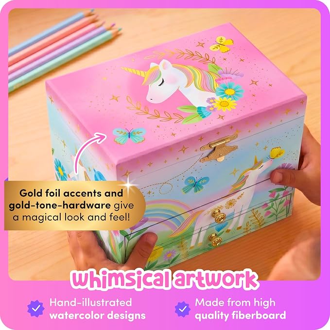 Giggle & Honey® Musical Unicorn Jewelry Box for Girls | Music Boxes for Little Girls | Toddler Jewelry Box for 4 Year Old Kids | Toys for Toddlers | Birthday Gifts for Kids 5, 6, 7, 8, 9 Years