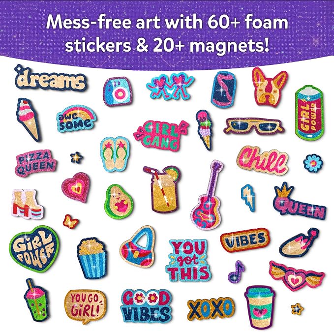 Skillmatics Foil Fun - Girl Power, DIY Foil Art Craft Kit, Mess-Free Activity, 20+ Magnets & 60+ Stickers, Travel, Screen-Free Fun, Party Favor for Kids, Tweens, Teens (Ages 7-13)