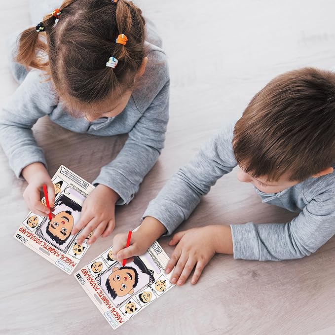 ArtCreativity Magnetic Face Doodle Board - 6 Pack - Magnetic Drawing Board for Kids - Create Different Hair and Beard Styles - Magnetic Travel Games - Retro Toys from The 90s - Easter Basket Stuffers