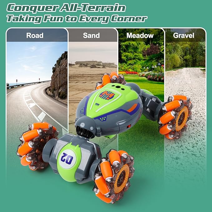 QXHOL Gesture Sensing RC Stunt Car for Boys 6-12 Year Old, 4WD Remote Control Cars Toys with Lights Music, Best Birthday Gifts for Kids, 2.4Ghz Hand Control Drift Car