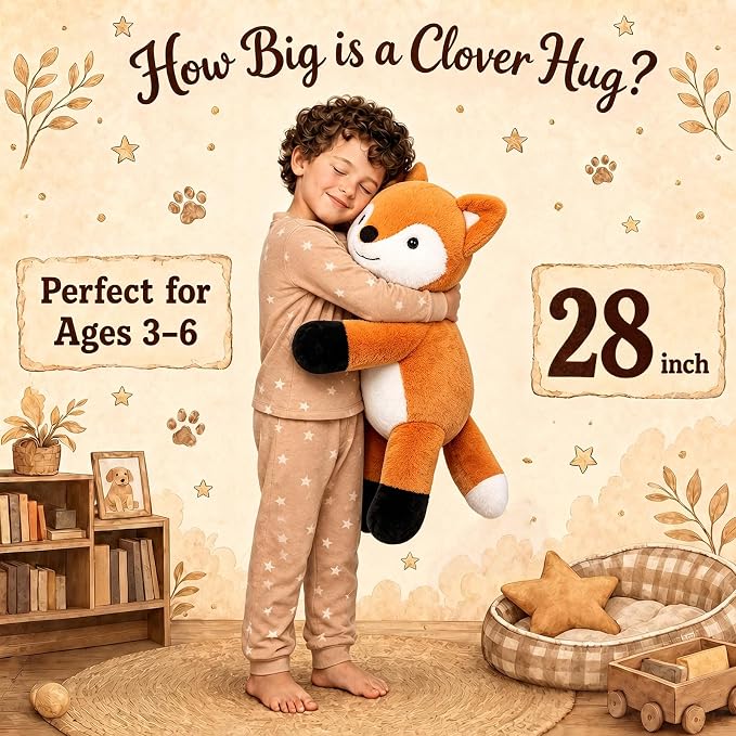 gnomantic Fox Weighted Stuffed Animals - 28 Inch 5.0 Pounds Weighted Plushies Fox - Large Plush Stuffed Animals Pillow - Cute Plush Toys Gifts for Kids & Adults