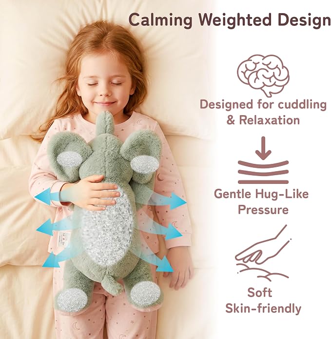 Niuniu Daddy 20" 3.3lb Elephant Weighted Stuffed Animal forKids and Adults, Soft Sensory Plush Body Pillow for Calming Support, Large Animal Toy for Everyday Comfort