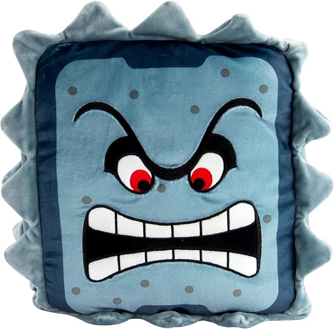 Club Mocchi Mocchi- Super Mario Plush - Thwomp Plushie - Squishy Mario Toys and Cute Stuffed Animals - Gaming Gifts and Game Room Decor - Nintendo Holiday Gifts for Kids and Teens - 13 Inch
