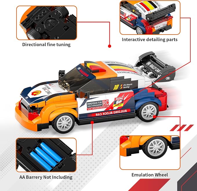 STEM Building Toys for 6 7 8 9 Years Old, 261PCS Remote Control RC Race Car Engineering Construction Kit, Educational Learning Blocks Set, Best Birthday Gift for Boys Girls Ages 6-8+