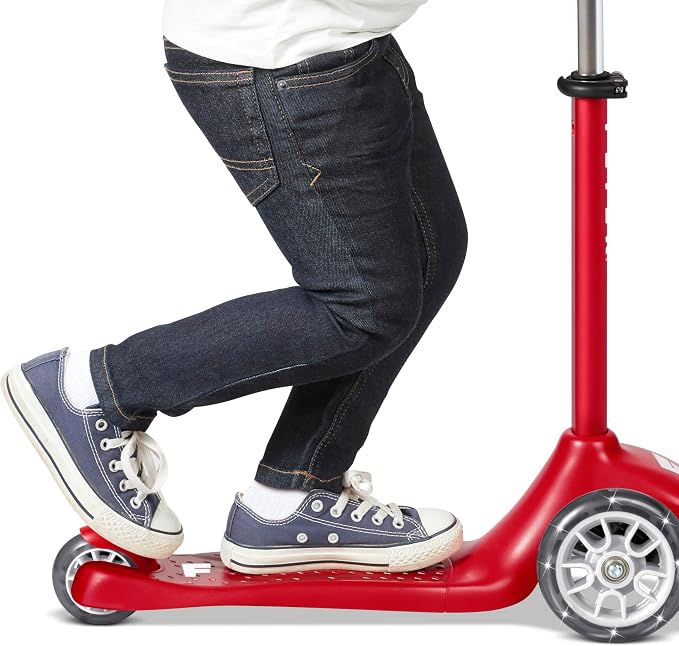 Radio Flyer Kids Scooter, Toddler Scooter, Toddler Outdoor Toys, Kids Toys for Ages 2-5, Flyer Glider Jr. with Light Up Wheels, Red