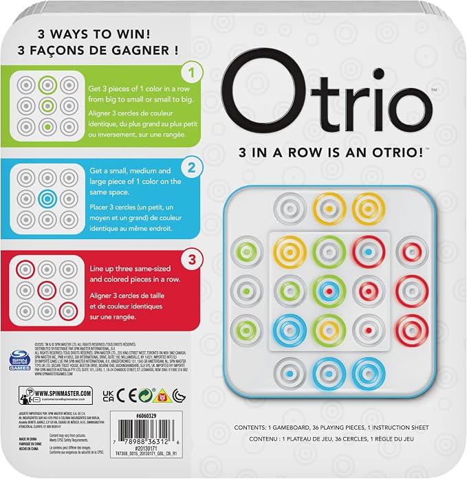 Spin Master Games, Otrio Strategy-Based Board Game, Classic Game, Advanced Tic Tac Toe STEM Activity, 2 Players, for Ages 8 & Up